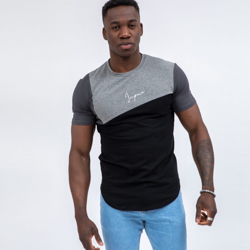 CAMISETA TRICOLOR NEGRA Y GRIS