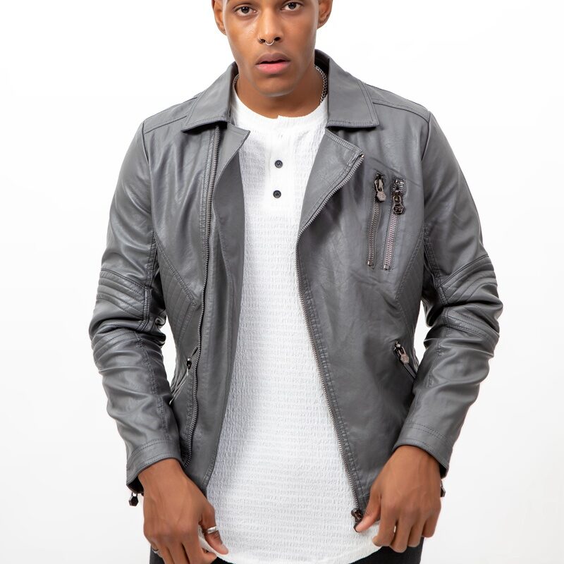 CHAQUETA BIKER GRIS