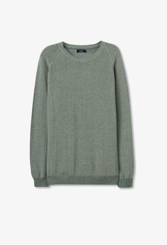 JERSEY VERDE JASPEADO CON MANGA RANGLAN