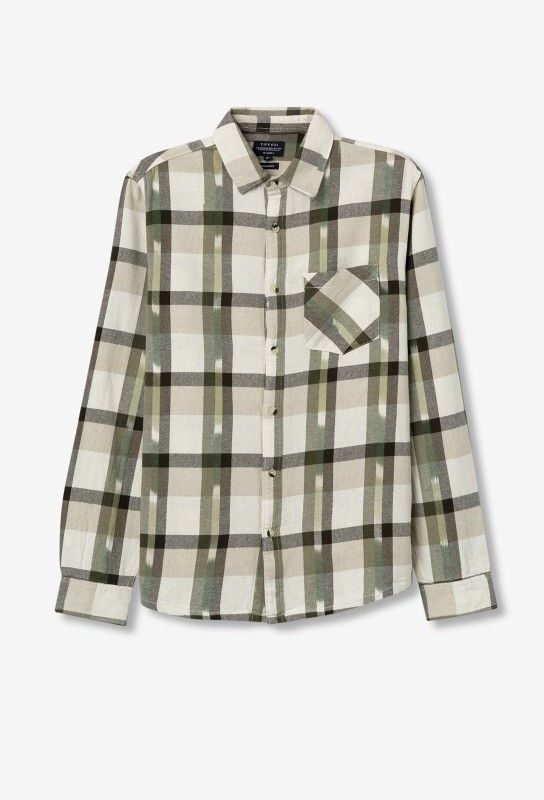 CAMISA REGULAR FIT DE ALGODÓN A CUADROS VERDE LIMA