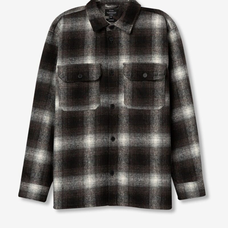 SOBRECAMISA DE CUADROS MARRON CON TEXTURA AFELPADA