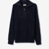 JERSEY DE LANA CUELLO ALTO CON CREMALLERA JASPEADO NAVY
