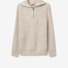 JERSEY DE LANA CUELLO ALTO CON CREMALLERA JASPEADO BEIGE