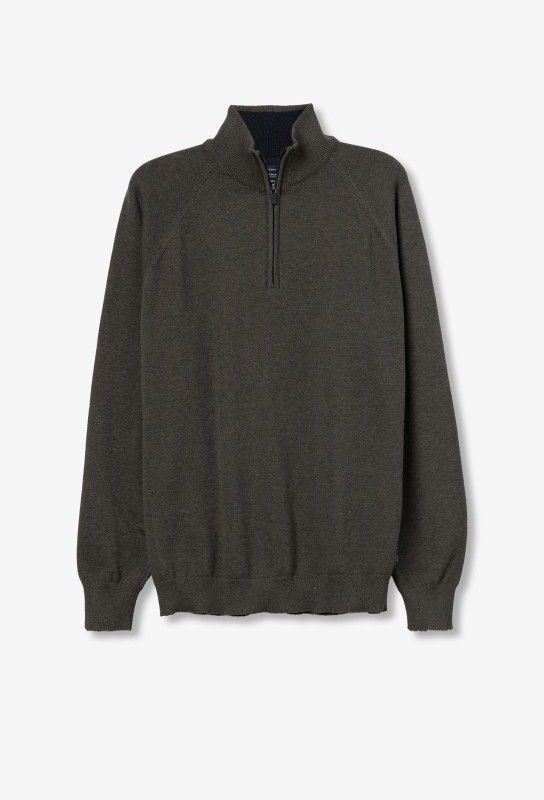 JERSEY FINO CON CREMALLERA EN EL CUELLO CAMEL OSCURO
