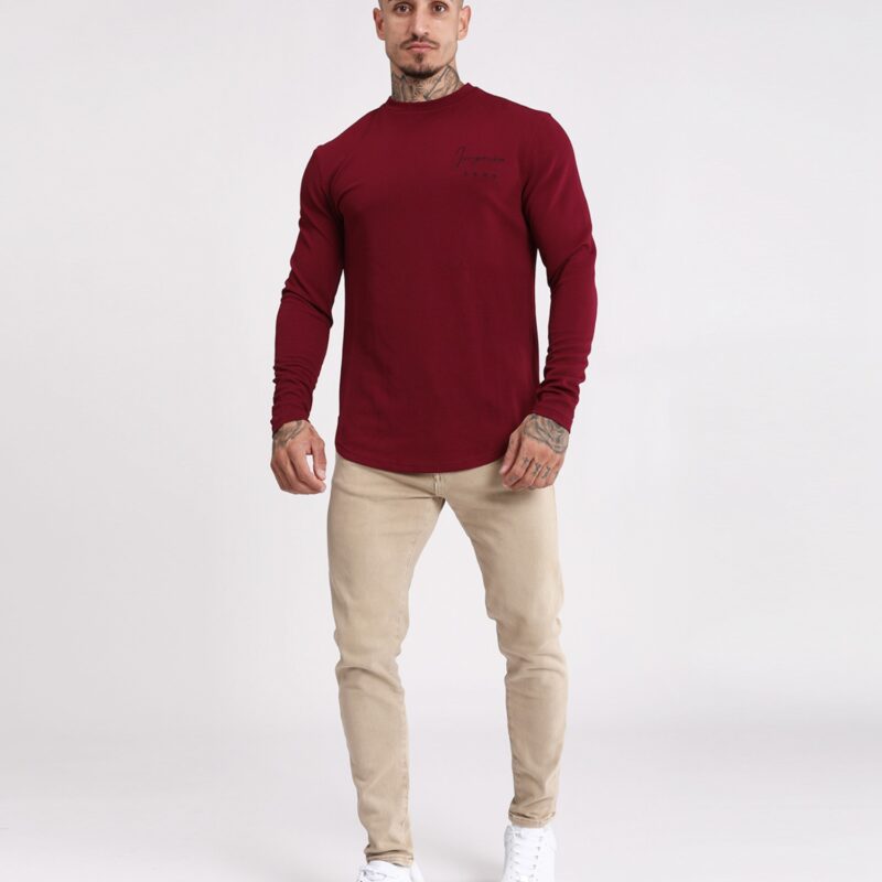 CAMISETA MANGA LARGA BORDADO PECHO GRANATE SLIM FIT