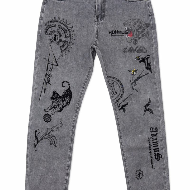 DENIM GRIS ADAMUS CON DIBUJOS Y BRILLOS