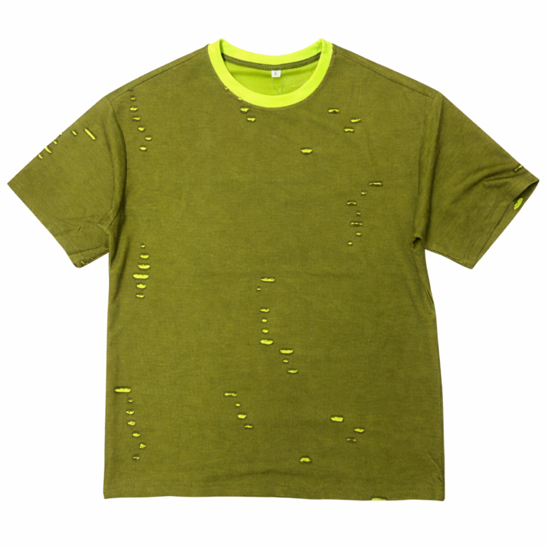CAMISETA VERDE FLUOR ROTURAS