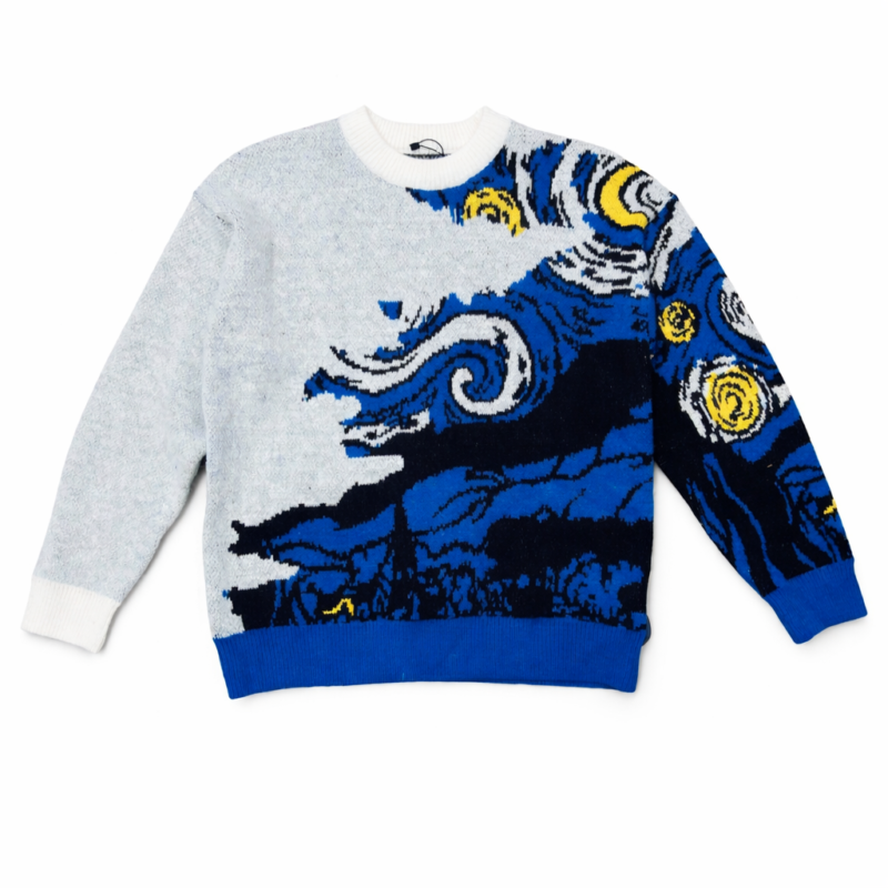 JERSEY DE PUNTO CON ESTAMPADO OLAS DE MAR BLANCO