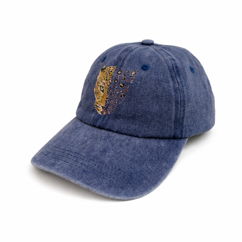 GORRA DESTEÑIDA VINTAGE ESTAMPADO LEOPARDO BLUE