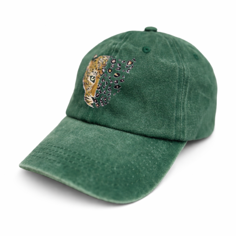 GORRA DESTEÑIDA VINTAGE ESTAMPADO LEOPARDO GREEN
