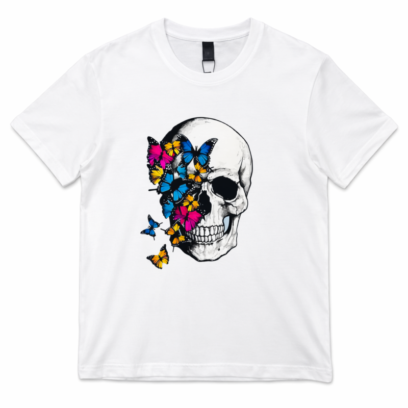 CAMISETA CALAVERA MARIPOSAS WHITE