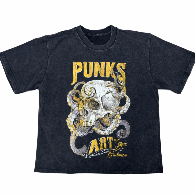 CAMISETA NEGRA CALAVERA PUNK