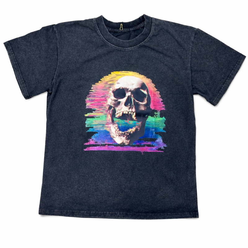 CAMISETA NEGRA CALAVERA RAINBOW