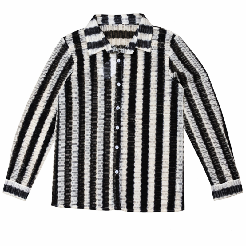 CAMISA MICROPERFORADA RAYAS VERTICALES NEGRA