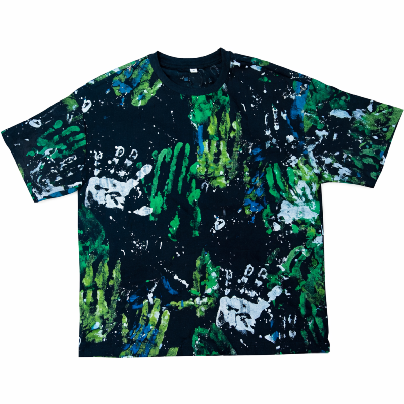 CAMISETA VERDE MANCHAS DE PINTURA