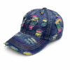 GORRA DENIM AZUL CON ROTOS DE COLORES