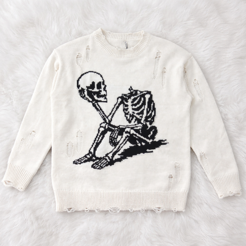 JERSEY DE PUNTO CON ESTAMPADO CALAVERA CRUDO