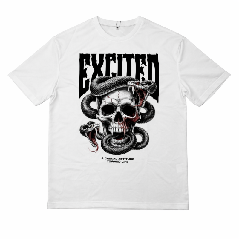 CAMISETA DE ESTAMPADO CALAVERA EXCITED WHITE