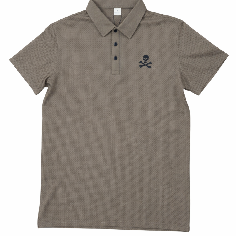 POLO JACQUARD TEJIDO TECNICO LOGO CALAVERA EN EL PECHO KAKI