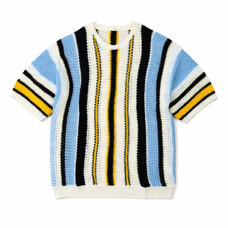 CAMISETA DE PUNTO RAYAS AZULES Y AMARILLA