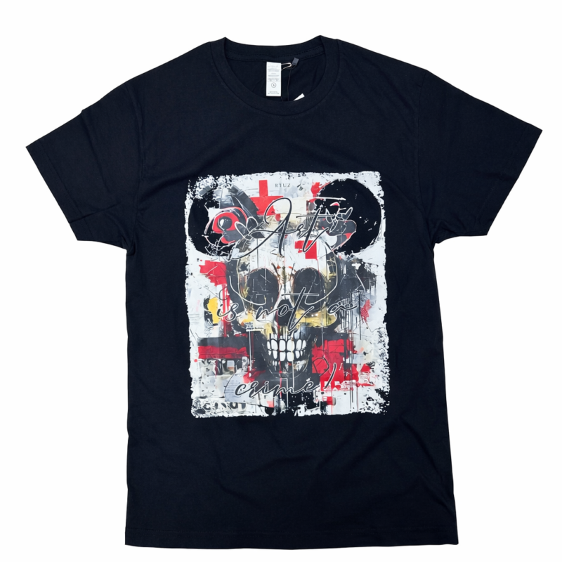 CAMISETA NEGRA CALAVERA ART IS NOT A CRIME
