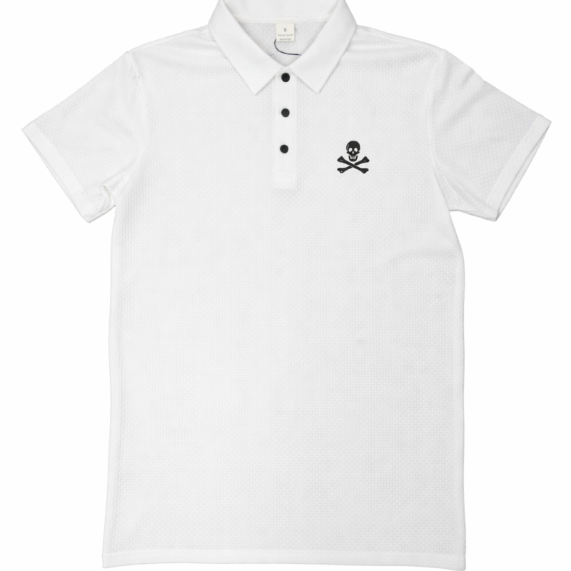 POLO JACQUARD TEJIDO TECNICO LOGO CALAVERA EN EL PECHO BLANCO