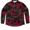CAMISA MANGA LARGA CON ESTAMPADO FLORES GRANDES GRANATE