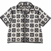 CAMISA MANGA CORTA DE CROCHET EN CRUDO Y NEGRO OVERSIZE FIT