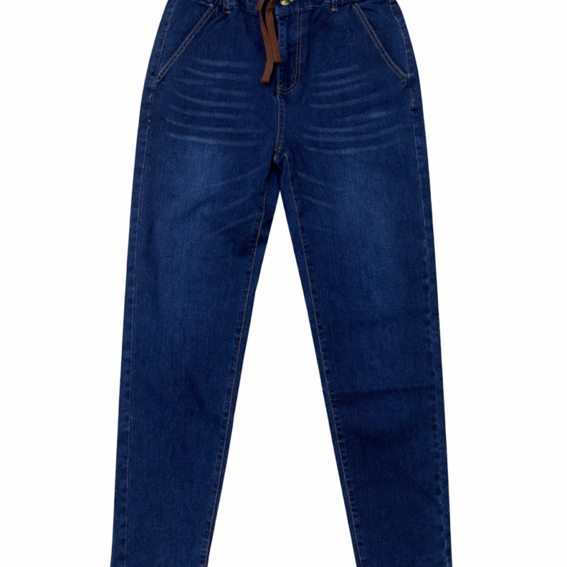 JOGGER CORTE CHINO DENIM CON CORDÓN EN LA CINTURA Y DESGASTADO REGULAR FIT