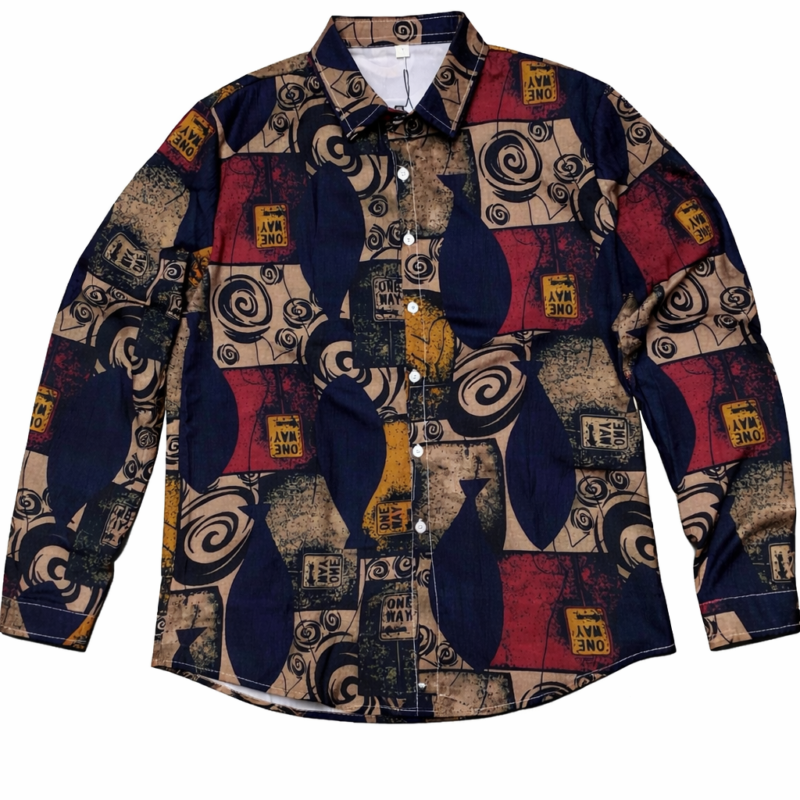 CAMISA MANGA LARGA CON ESTAMPADO RETRO ONE WAY