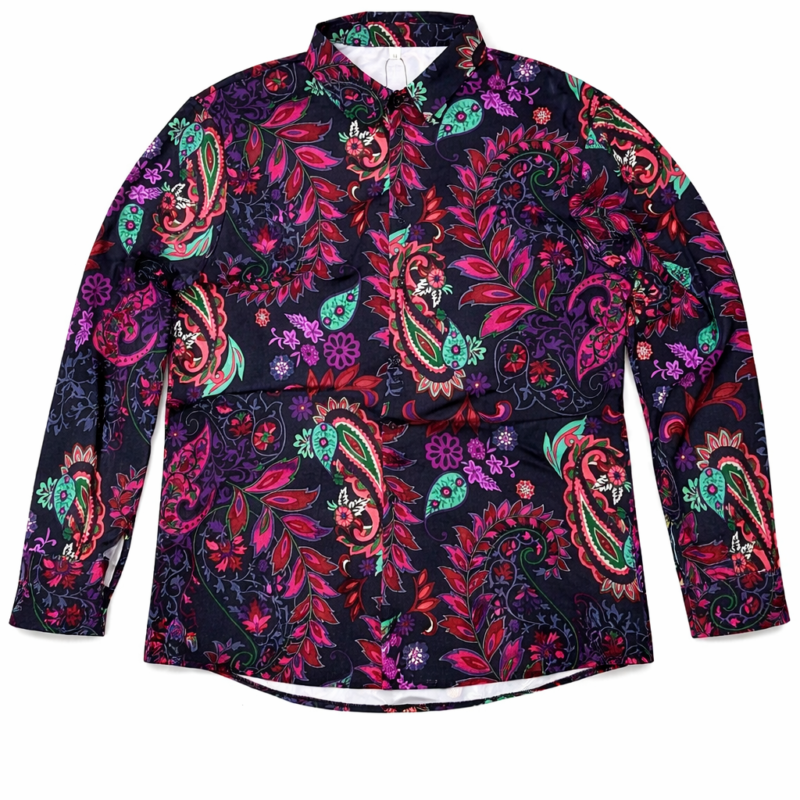 CAMISA MANGA LARGA CON ESTAMPADO FLORAL RETRO