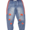 JOGGER DENIM CON ROTURAS Y BANDAS LATERALES NARANJA