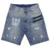 BERMUDA DENIM CON ESTAMPADO CALAVERA Y CREMALLERAS REGULAR FIT