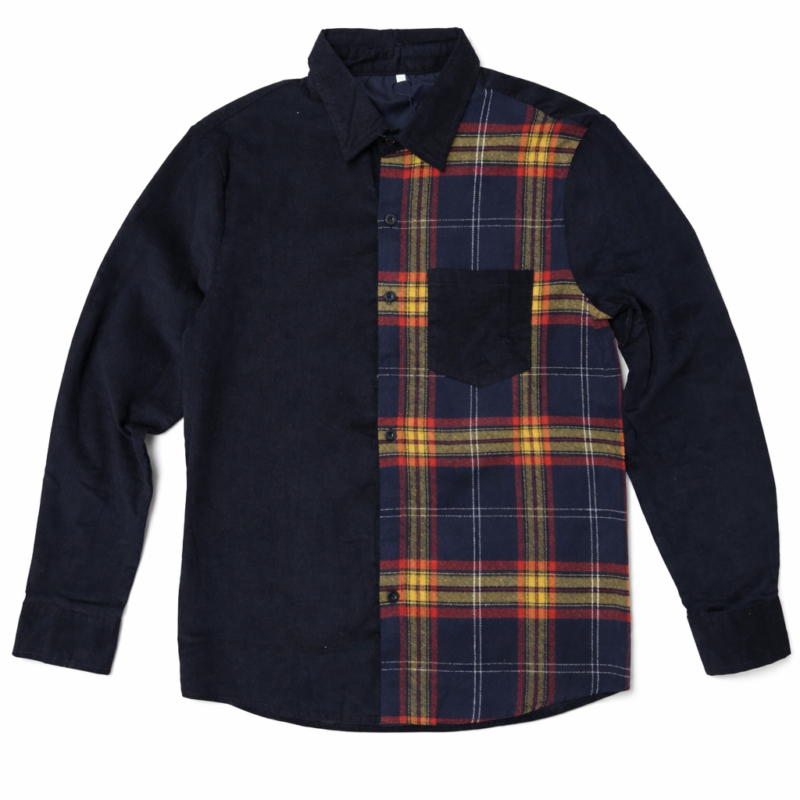 CAMISA MANGA LARGA MICROPANA CON LATERAL DE CUADROS