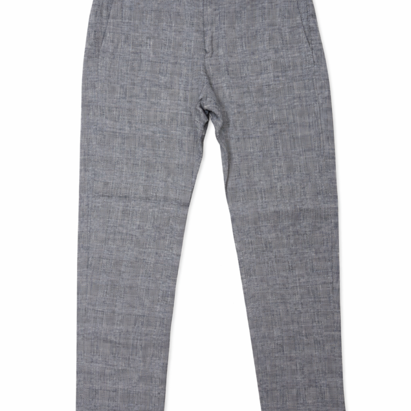 PANTALÓN DE LINO CUADROS GRIS RELAXED FIT