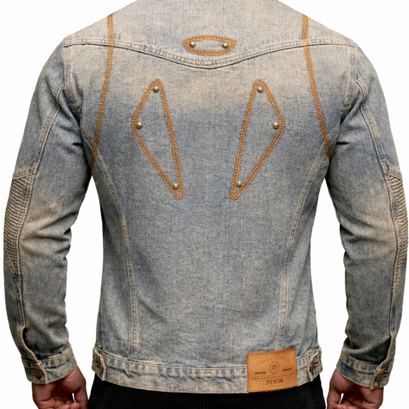 CHAQUETA VAQUERA BIKER CON BORDADOS Y DETALLES EN LOS CODOS