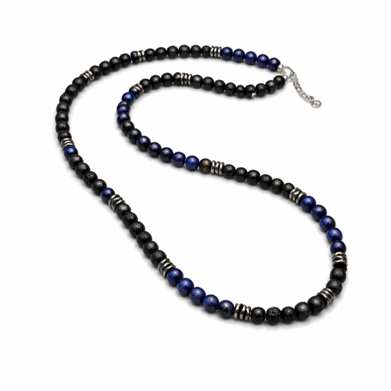 COLLAR DE BOLAS AZUL CON NEGRO