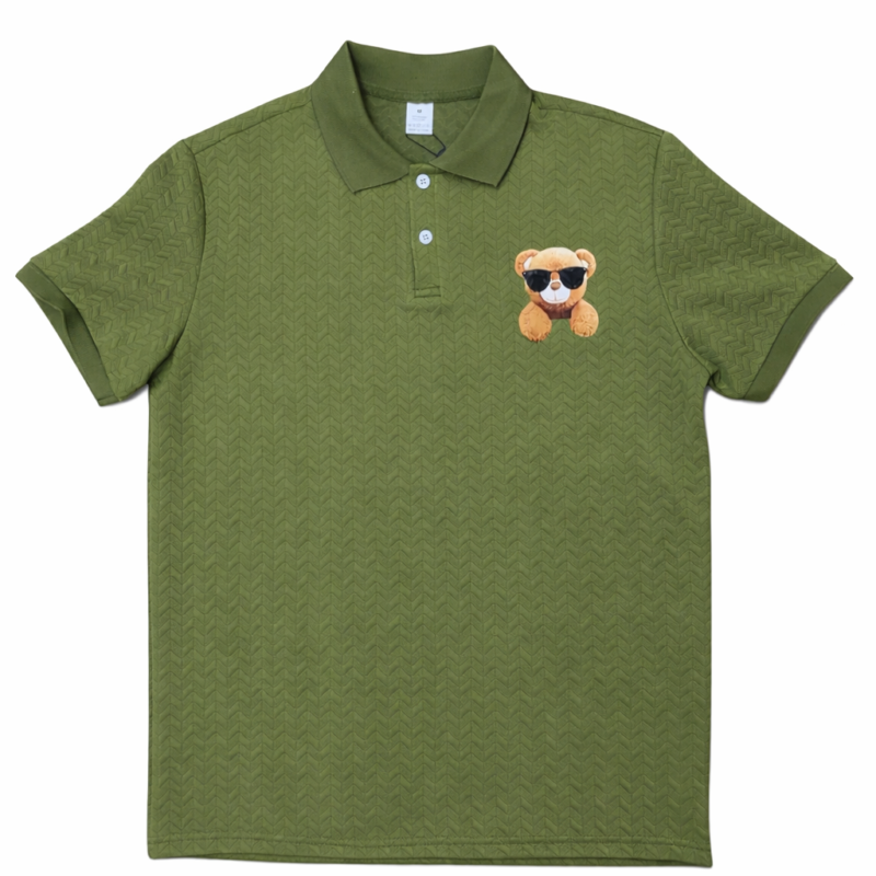 POLO TEXTURIZADO CON BORDADO DE OSO