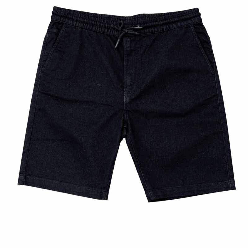 BERMUDA NEGRA ELASTICA CON GOMA Y CUERDA EN LA CINTURA