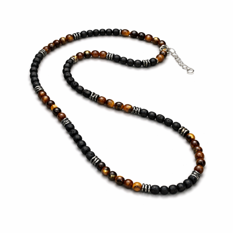 COLLAR DE BOLAS MARRÓN CON NEGRO