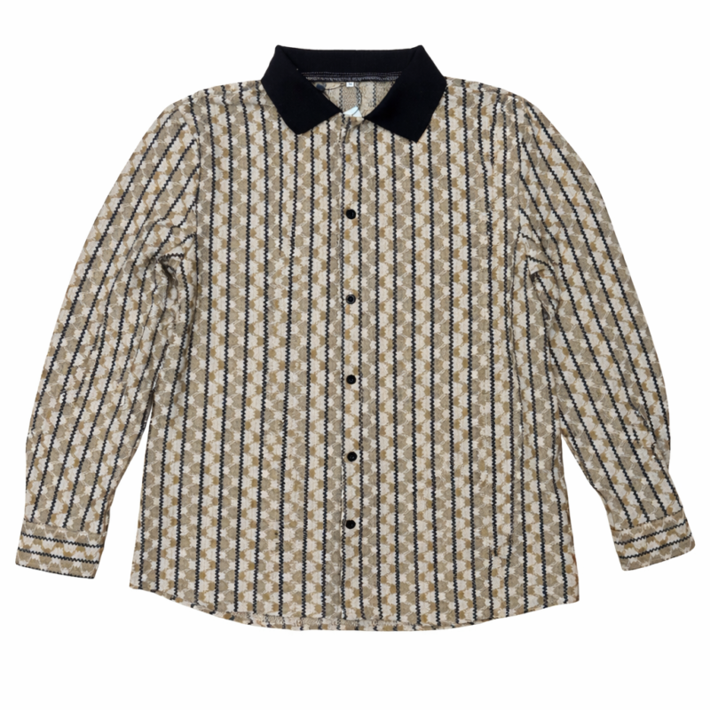 CAMISA MANGA LARGA JACQUARD CON TEXTURA BEIGE