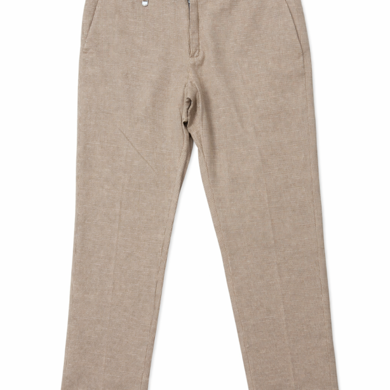PANTALÓN DE LINO CORTE CHINO CON MICRO ESTAMPADO BEIGE