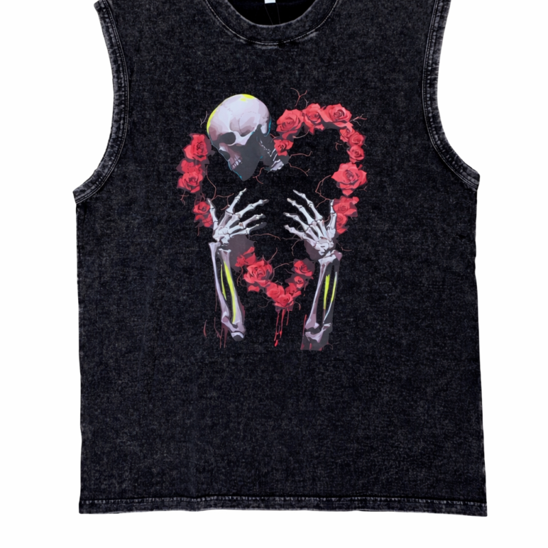 CAMISETA SIN MANGAS DESGASTADO VINTAGE CON ESTAMPADO CALAVERA