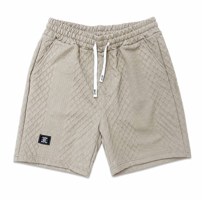BERMUDA DE FELPA CON TEXTURA DE PUNTO BEIGE