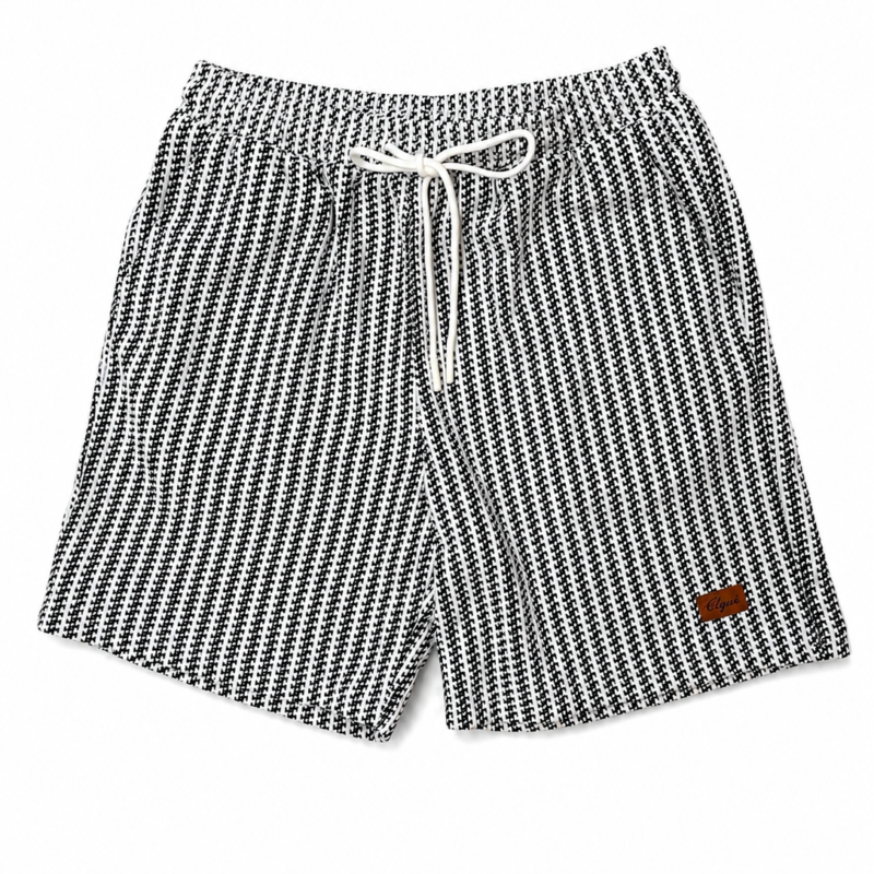 BERMUDA DE FELPA CON TEXTURA ZIGZAG GRIS BLANCO