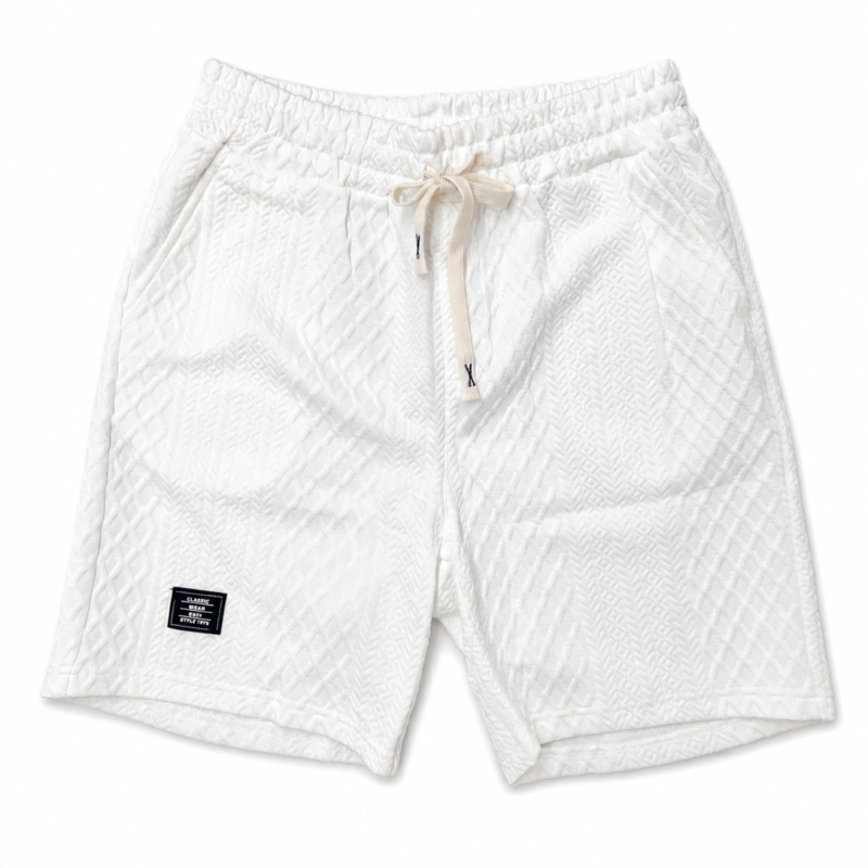 BERMUDA DE FELPA CON TEXTURA DE PUNTO BLANCO