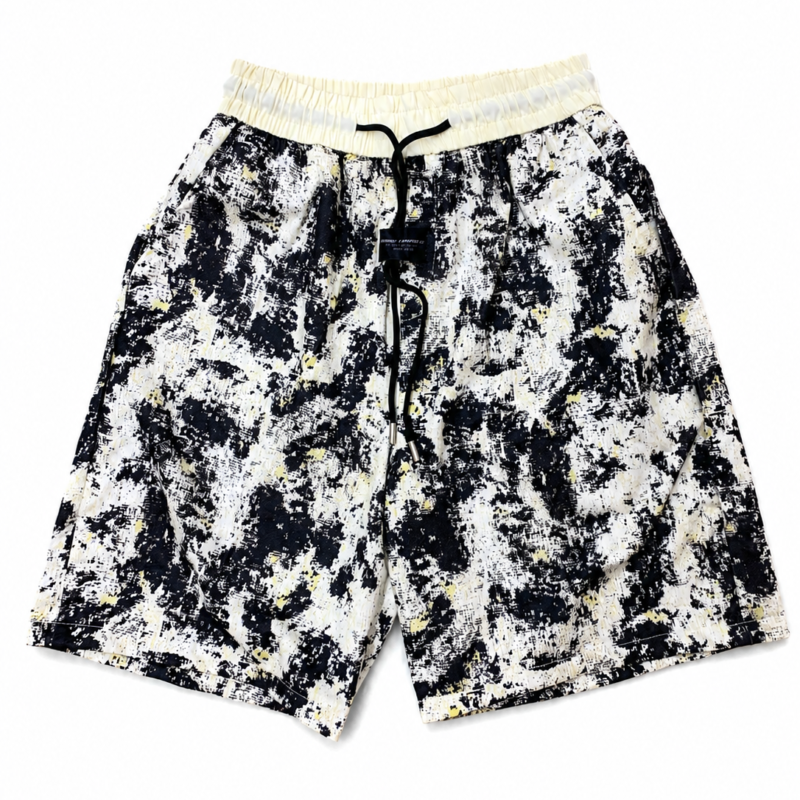 SHORT ESTILO BOXEADOR COLOR HUEVO CON MANCHAS NEGRAS CON GOMA EN LA CINTURA