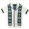 CAMISA MANGA CORTA DE PUNTO MICROPERFORADA CON DETALLES LATERALES DE FLORES Y RAYAS EN LAS MANGAS