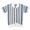 CAMISA MANGA CORTA BLANCA CON RAYAS AZUL CROCHET
