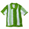 CAMISA MANGA CORTA DE PUNTO MICROPERFORADA VERDE AGUACATE Y BLANCO